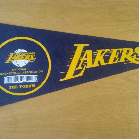 Vintage 60s Los Angeles Lakers The Forum NBA Pennant Flag 29.5 - Picture 1 of 6